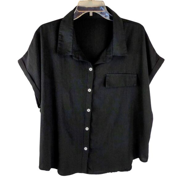 SHEIN Women's Top Blouse 2X Cotton Polyester Black White - Picture 1 of 4